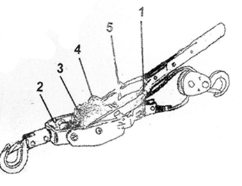 Лебедка рычажная НР-147 4т 3м с тремя крюками в кейсе